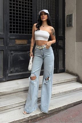 شلوار جین آبی زنانه فاق بلند What