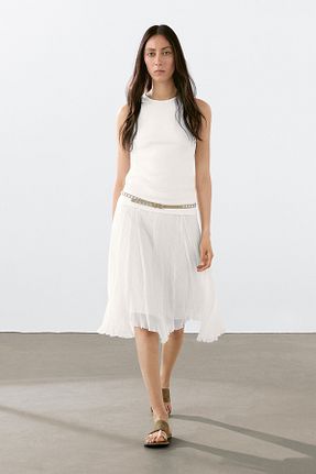 دامن سفید زنانه پلی استر Massimo Dutti - کد 933205725