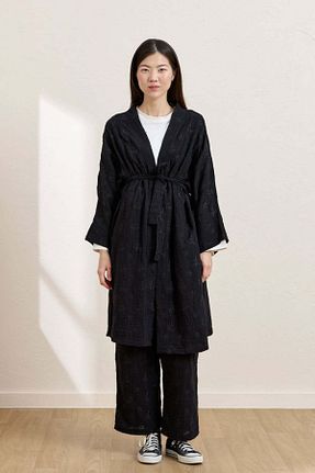 کافتان و کیمونو حجاب مشکی زنانه %100 پنبه ceylan otantik - کد 937236585