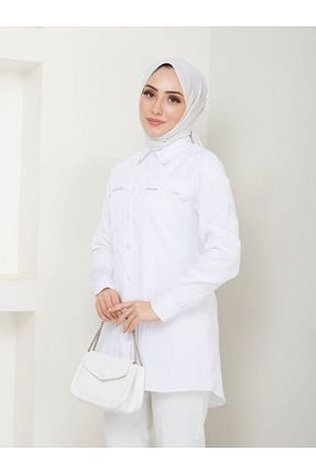 تونیک حجاب سفید زنانه پنبه ای Aşkın fashion - کد 937263328