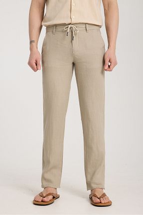 شلوار بژ مردانه کتان muzzo jeans - کد 925659187
