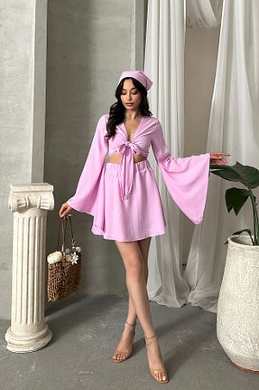 ست بالاتنه و پائین تنه صورتی زنانه بافتنی ASEDE - کد 937427089