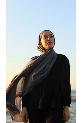 شال طوسی زنانه پنبه ای Modakaşmir - کد 811111337