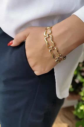 دستبند طلا زرد زنانه 14 عیار Utku Kuyumculuk - کد 783290533