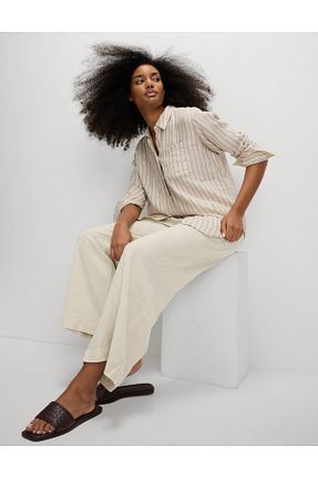 شلوار بژ زنانه کتان Marks & Spencer - کد 937384787