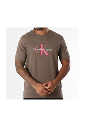 تیشرت قهوه ای مردانه Fitted Calvin Klein - کد 925751280