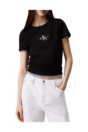 تیشرت مشکی زنانه Fitted Calvin Klein - کد 924295067