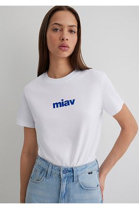 تیشرت سفید زنانه یقه دوچرخه Mavi - کد 225019134