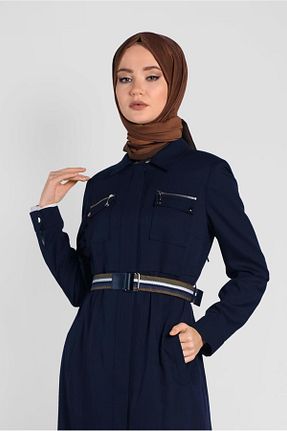 مانتو بلند حجاب سرمه ای زنانه Alvina - کد 865662447