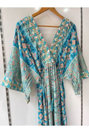 لباس فیروزه ای زنانه بافتنی Gezginimport - کد 932639188