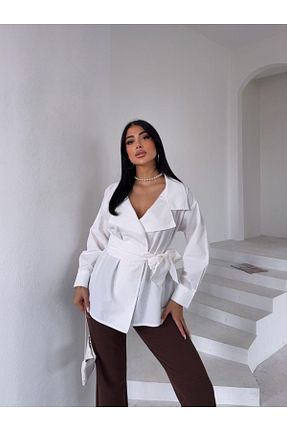 پیراهن سفید زنانه Overshirt Ekim Store - کد 935012667