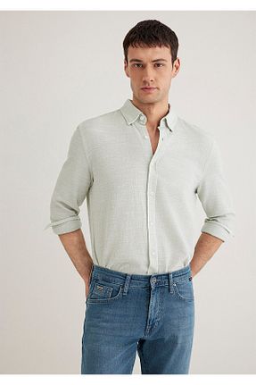 پیراهن سبز مردانه یقه پیراهنی Mavi - کد 906389454