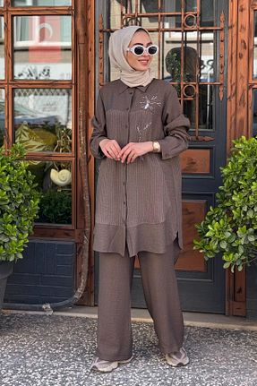 ست بالاتنه و پائین تنه حجاب قهوه ای زنانه رگولار FUAT GÜRSEN - کد 935010484