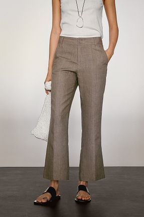شلوار قهوه ای زنانه کتان Massimo Dutti - کد 935012833