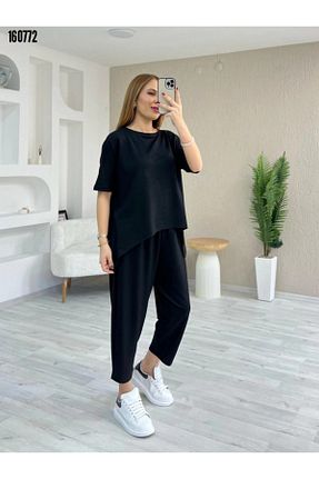 ست بالاتنه و پائین تنه سایز بزرگ مشکی زنانه فاق نرمال Kokosh moda - کد 936149128
