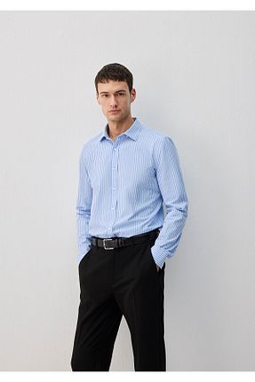 پیراهن آبی مردانه یقه ایستاده Mavi - کد 906389954