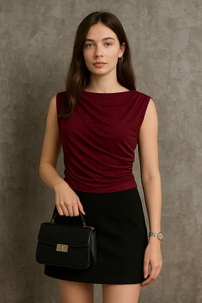 بلوز زرشکی زنانه ساده peri tower - کد 923907875