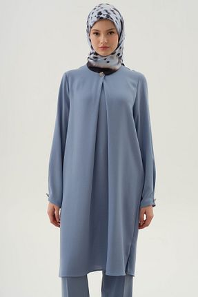 تونیک حجاب آبی زنانه پلی استر Tuğba - کد 936146772