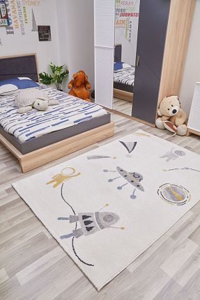 فرش بچه گانه سفید پلی پروپیلن Viviana Home - کد 884899539