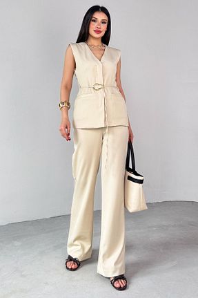 ست بالاتنه و پائین تنه بژ زنانه پنبه ای Cappmoda - کد 935112835