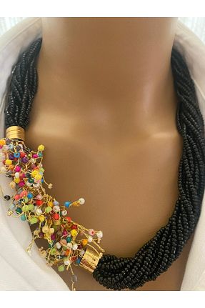 گردنبند جواهر مشکی زنانه منجق NOVANA - کد 934867411