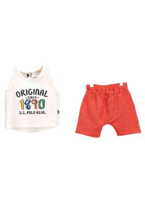 ست بالاتنه و پائین تنه نارنجی بچه گانه بافتنی U.S. Polo Assn. - کد 935156332