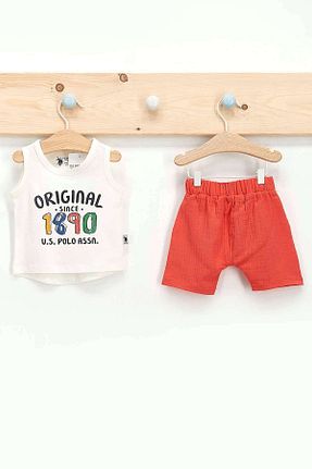 ست بالاتنه و پائین تنه نارنجی بچه گانه بافتنی U.S. Polo Assn. - کد 935156332