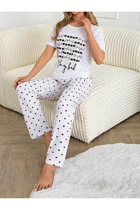 ست لباس راحتی سفید زنانه Kalp VG BOND MODA - کد 921168865