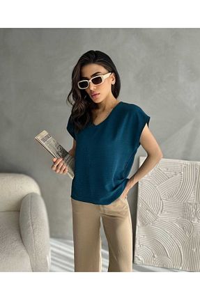 بلوز آبی زنانه ساده Maison La Femme - کد 935268564