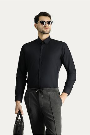 پیراهن مشکی مردانه اسلیم فیت Kiğılı - کد 802499519