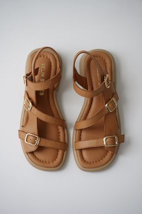 صندل قهوه ای زنانه پاشنه تخت selinshoes - کد 935279296