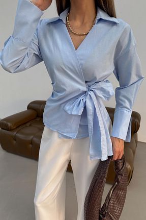 بلوز آبی زنانه ساده mylove - کد 935292928