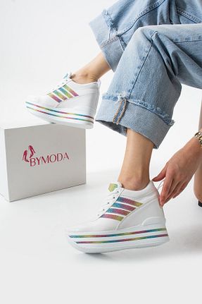 کفش پاشنه بلند پر سفید زنانه پاشنه بلند (10 سانتی متر و بالاتر) Bymoda - کد 936673252