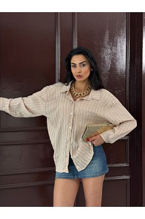 پیراهن بژ زنانه اورسایز modazoom - کد 935294622