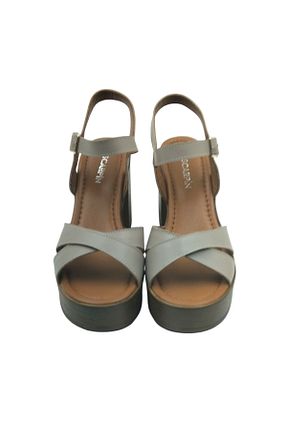 کفش پاشنه بلند کلاسیک طوسی زنانه چرم خالص Escarpinshoes - کد 934635276