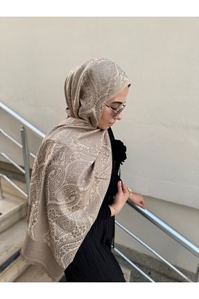 شال بژ زنانه پنبه ای Butik - کد 935324244