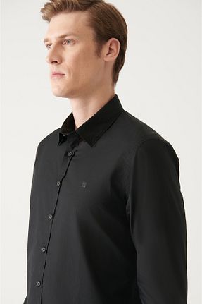 پیراهن مشکی مردانه اسلیم فیت Avva - کد 673918781