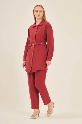 ست بالاتنه و پائین تنه زرشکی زنانه بافتنی FTZ WOMEN - کد 935418855