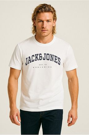 تیشرت سفید مردانه یقه دوچرخه Jack & Jones - کد 924257425
