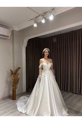 لباس عروس سفید زنانه Saten / Tafta Emeluzunmoda - کد 936425957