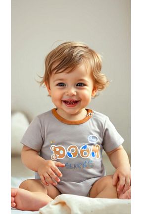 بادی و سرهمی نوزادی طوسی بچه گانه پنبه ای PEAR BABY - کد 934284749
