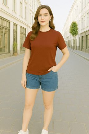 تیشرت قهوه ای زنانه رگولار EydaMoon - کد 935460137