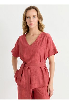 بلوز قرمز زنانه ساده Selen - کد 935476083