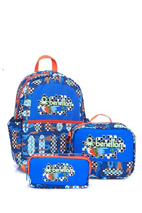 کیف مدرسه آبی بچه گانه پارچه ای United Colors of Benetton - کد 814874858