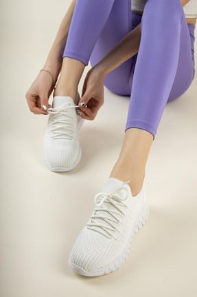 کفش اسنیکر سفید زنانه بند دار Nesil Shoes - کد 267113771