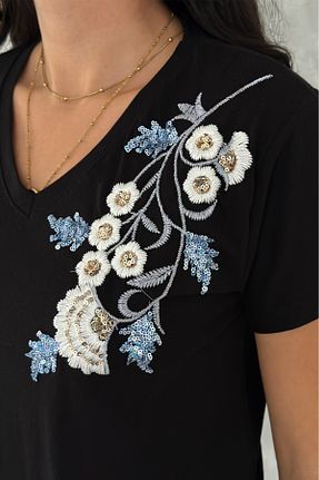 تیشرت سایز بزرگ مشکی زنانه سایز بزرگ FEMELLE - کد 935515744