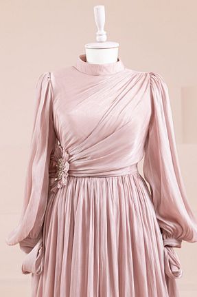 لباس مجلسی حجاب صورتی زنانه یقه دوچرخه Hennin - کد 935515426
