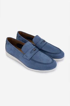 کفش لوفر آبی مردانه چرم خالص Valmenti - کد 936508572