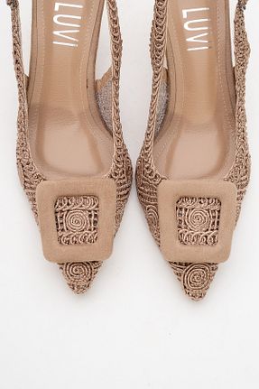 کفش پاشنه بلند کلاسیک بژ زنانه چرم مصنوعی luvishoes - کد 935550570