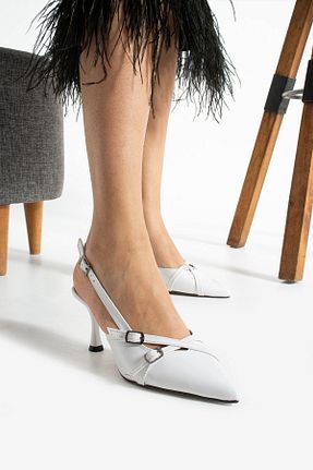 کفش استایلیتو سفید پاشنه نازک AlbiShoes - کد 935549352